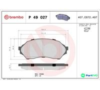 Brembo Brake Pad Set P 49 027 - Front Axle - Fits Mazda 323 F/P 323 S Mk VI