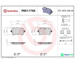 BREMBO DISC BRAKE BRAKE PAD SET P85117NX FOR AUDI