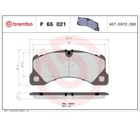 Brembo Front Brake Pad Set fits Audi Bentley Porsche VW P 65 021