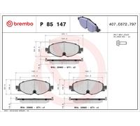 Brembo Front Brake Pad Set fits Audi Ford Seat Skoda VW P 85 147