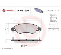 Brembo Front Brake Pad Set fits Citroën C5 2001-2008 1.8 P 61 070