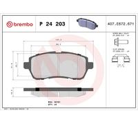 P24203 Front Brake Pad Set 4x Pads Not Fitted Wear Indicator Braking By Brembo