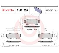 Brembo Brake Pads Front With Anti-Squeak Plate Without Accessories Fits Mazda 6