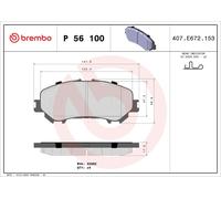 Brembo Front Brake Pad Set fits Nissan Qashqai Renault Kadjar P 56 100