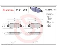 Brake pads P 61 063 BREMBO for CITROËN PEUGEOT