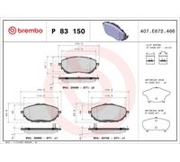 Brembo Front Brake Pad Set fits Toyota Auris Auris Van Corolla P 83 150