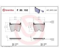Brembo Front Brake Pad Set for Audi TT TFSi CJSA / CJSB 1.8 2015-2018 P85152