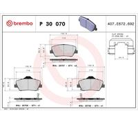BREMBO P30070 Brake Pad Set For Disc Brake Front Mando System Fits Hyundai Kia