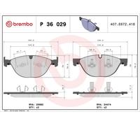 Brembo Brake Pad Set P36029 Front Disc with Piston Clip – Fits Jaguar F‑Type 3.0 SCV6 & 5.0 SCV8