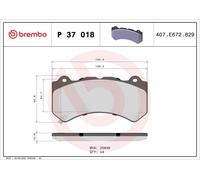 Brake pads P 37 018 BREMBO for NISSAN CADILLAC JEEP LEXUS CHEVROLET DODGE
