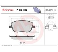 P85057 Front Brake Pad Set 4x Pads Not Fitted Wear Indicator Braking By Brembo