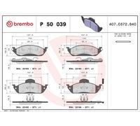 BREMBO P 50 039 Brake pad set