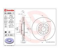 Brembo Front Pair Vented UV Coated Brake Discs 09.8689.11 - Fits AUDI