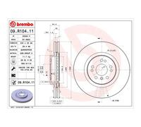 Brembo Front Single Vented UV Coated Brake Disc 09.R104.11 - Fits MERCEDES-BENZ
