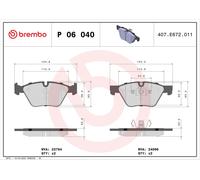BREMBO P 06 040 Brake Pad Set, disc brake for BMW,BMW (BRILLIANCE)