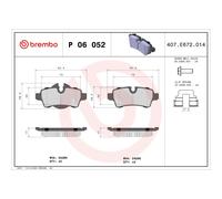 Brake pads P 06 052 BREMBO for MINI MINI MINI Roadster MINI Convertible