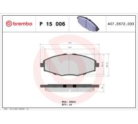 Brake pads P 15 006 BREMBO for CHEVROLET DAEWOO