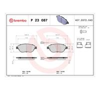 Brake pads P 23 087 BREMBO for FIAT ABARTH LANCIA OPEL
