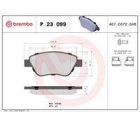 Brembo Brake Pad Set P 23 099 - Front Disc Brakes - Fits FIAT 500, 500 C, Idea, Panda