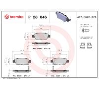BREMBO P 28 046 Brake Pad Set, disc brake for HONDA