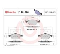 Brembo P28076 Brake Pad Set Front With Anti-Squeak Plate Fits Honda Civic