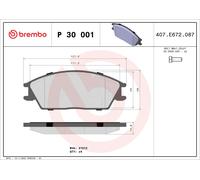 BREMBO P 30 001 Brake Pad Set, disc brake for HONDA,HYUNDAI