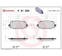 BREMBO P 37 020 Brake Pad Set, disc brake for CHRYSLER,JEEP,JEEP (GAC FCA),ROEWE