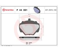 Brembo P44001 Rear Disc Brake Pad - Set of 4