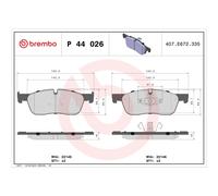 Brake Pad Set Front Braking Fits Jaguar E-Pace Land Rover - Brembo P 44 026X