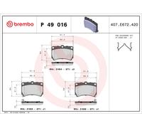 Brake pads P 49 016 BREMBO for MAZDA KIA