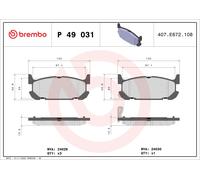 Brake pads P 49 031 BREMBO for MAZDA MX-5 Mk II
