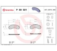 BREMBO Brake pad set P 50 021 excl. wear warning contact with brake caliper screws with accessories MERCEDES-BENZ: MB 100 Platform/Chassis, MB 100 Van