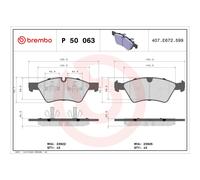 P50063 Front Brake Pad Set 4x Pads Prepared For Wear Indicator Braking By Brembo