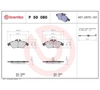 Brake pads P 50 080 BREMBO for MERCEDES-BENZ VW