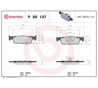 BREMBO P 50 137 Brake pad set