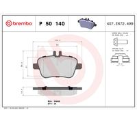 BREMBO P 50 140 Brake Pad Set, disc brake for INFINITI,MERCEDES-BENZ,MERCEDES-BE