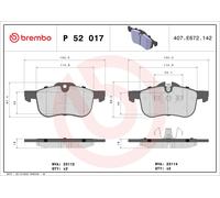 P52017 Front Brake Pad Set 4x Pads Prepared For Wear Indicator Braking By Brembo