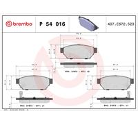 BREMBO P 54 016 Brake pad set