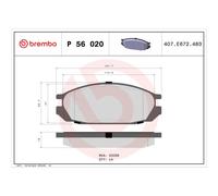 BREMBO P 56 020 Brake pad set