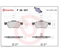 BREMBO P 56 037 Brake pad set