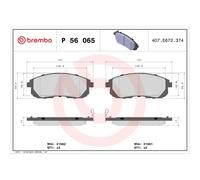 Brake pads P 56 065 BREMBO for NISSAN MAXIMA / MAXIMA QX V TIIDA Hatchback JUKE