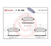 BREMBO Brake Pad Set Front Axle Braking Fits Nissan Leaf Navara NV200 Pathfinder