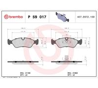 BREMBO P 59 017 Brake Pad Set, disc brake for CHEVROLET,DAEWOO,FSO,HOLDEN,OPEL,V