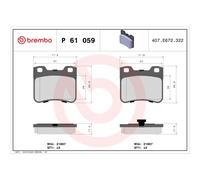 Brembo Brake Pads P61 059 - Front, Anti-Squeak - Citroen Saxo CDY/CDZ 1.0L