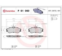 BREMBO P 61 060 Brake Pad Set, disc brake for CITRO?N,PEUGEOT