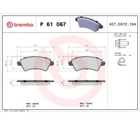 BREMBO P 61 067 Brake Pad Set, disc brake for CITRO?N,PEUGEOT