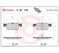 BREMBO P 61 116 Brake Pad Set, disc brake for CITRO?N,OPEL,PEUGEOT