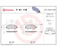 BREMBO P 61 118 Brake Pad Set, disc brake for ,CITRO?N,FIAT,OPEL,PEUGEOT