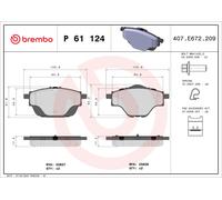 BREMBO P 61 124 Brake Pad Set, disc brake for CITRO?N,CITRO?N (DF-PSA),DS,OPEL,P