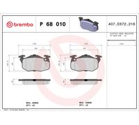 BREMBO P 68 010 Brake Pad Set, disc brake for ,CITRO?N,DALLAS,PEUGEOT,RENAULT,TA